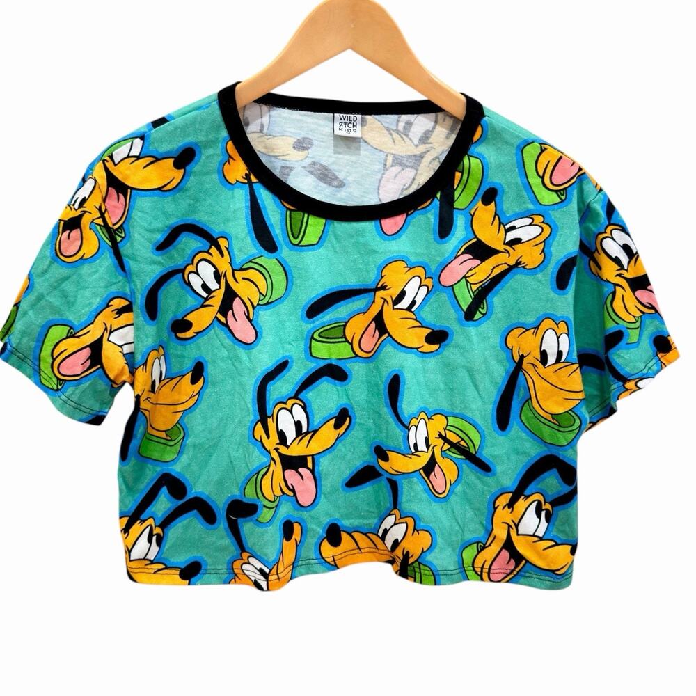 Wild Rich Kids Disney Pluto Faces Girls Crop Tee Size Medium